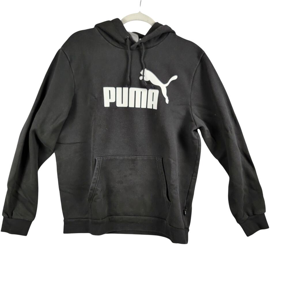 Puma Essentials Big Logo Hoodie Black Mens Large Pullover Used (43)